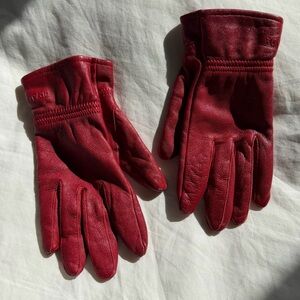 Vintage Prada Red Leather Gloves